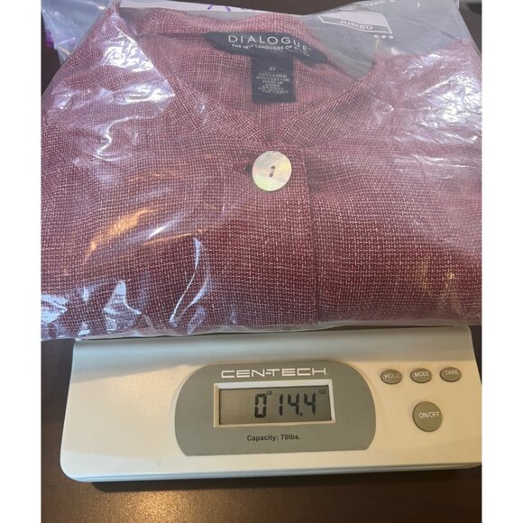 EUC Dialogue Linen Blend Button Down Tunic Red White Size 2X Women's Top - Picture 7 of 8